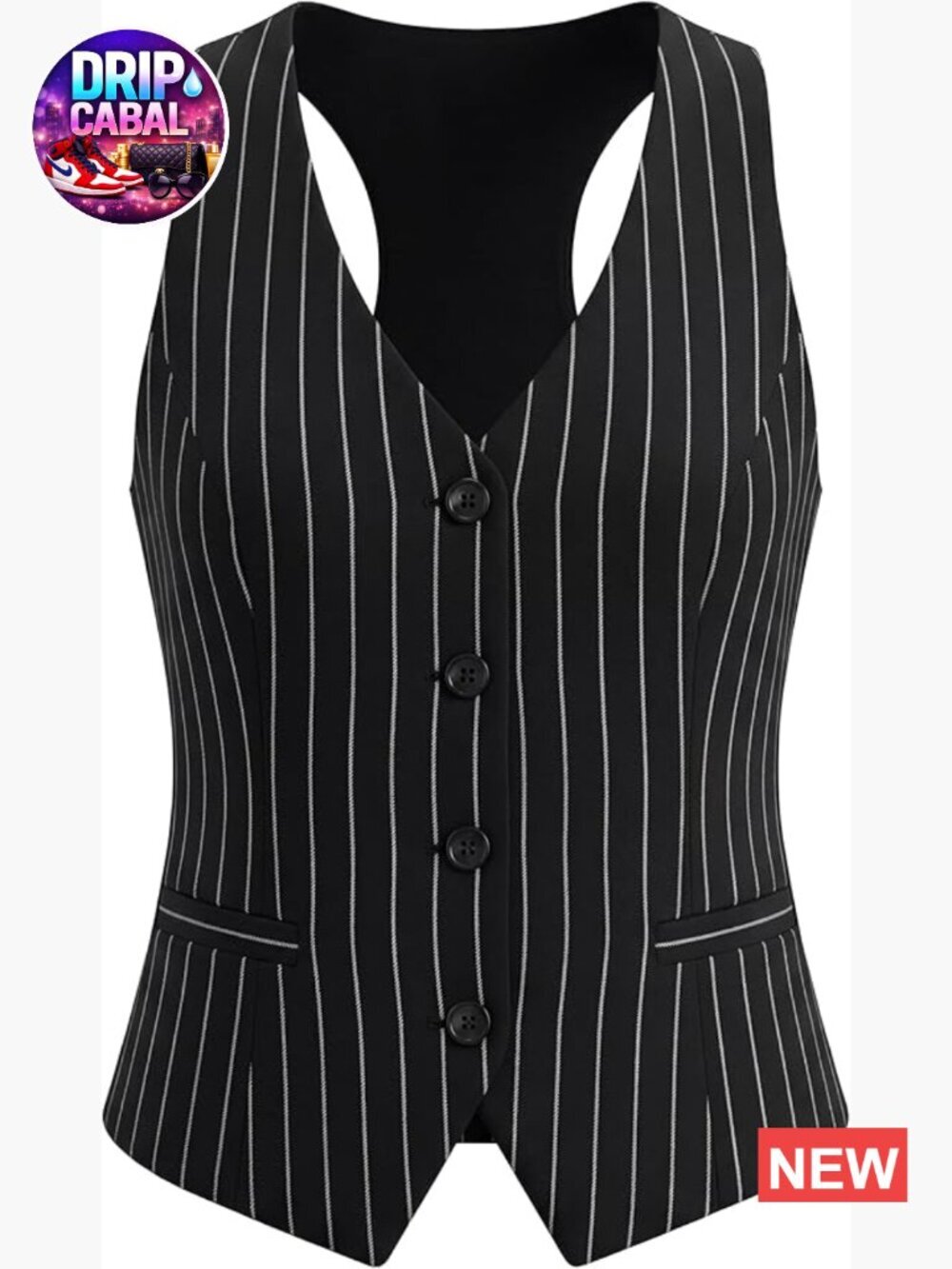 Racerback Button Up Vest Top Business Casual Women Waistcoat